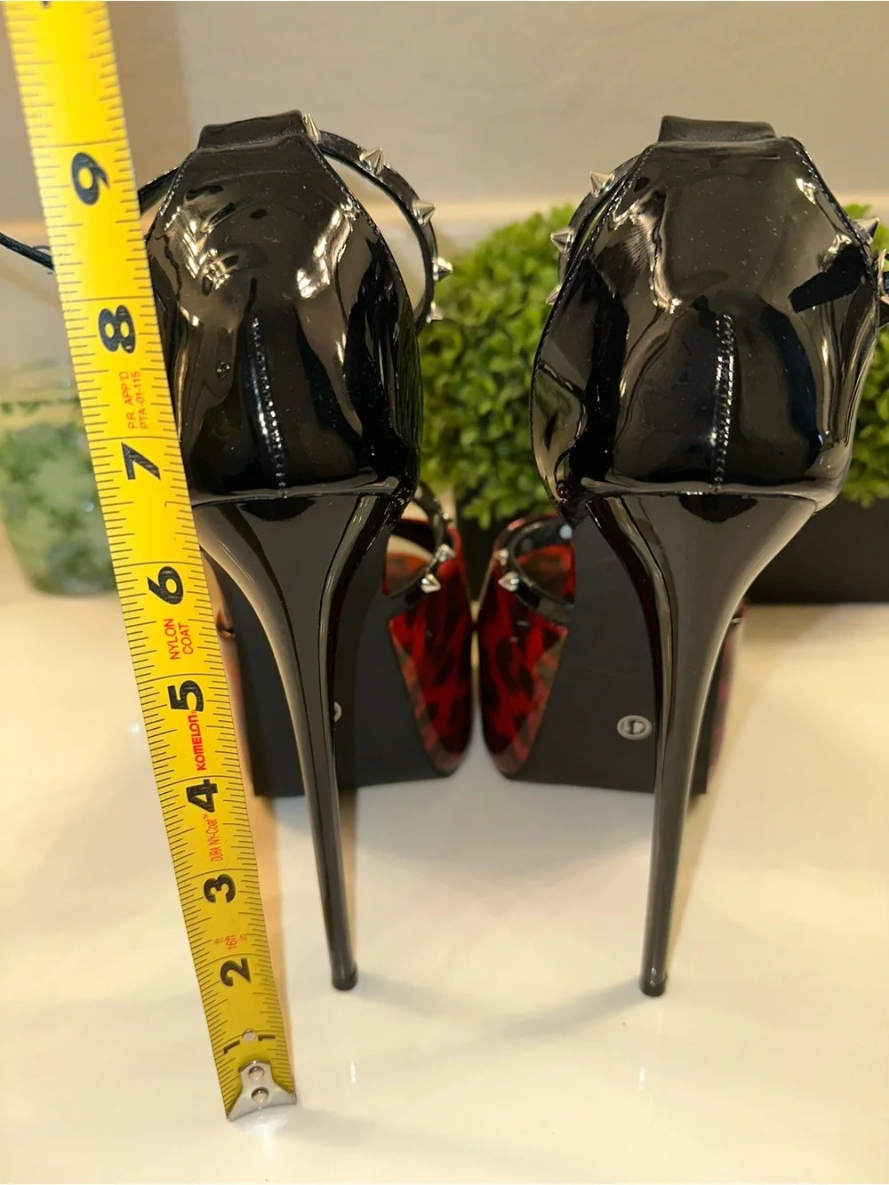 Red Leopard Patent Platform Ankle-Strap Pumps
